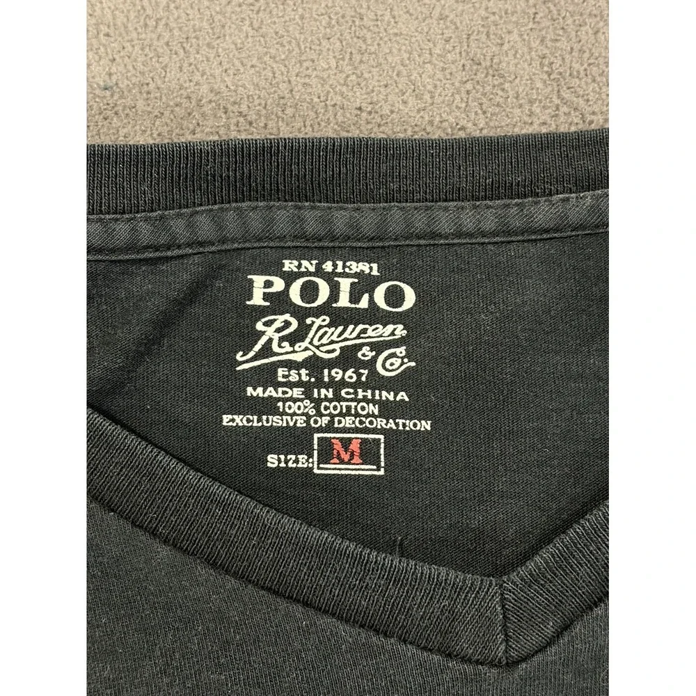 Polo Ralph Lauren T Shirt Mens Medium Black Cotton Embroidered logo Short Sleeve